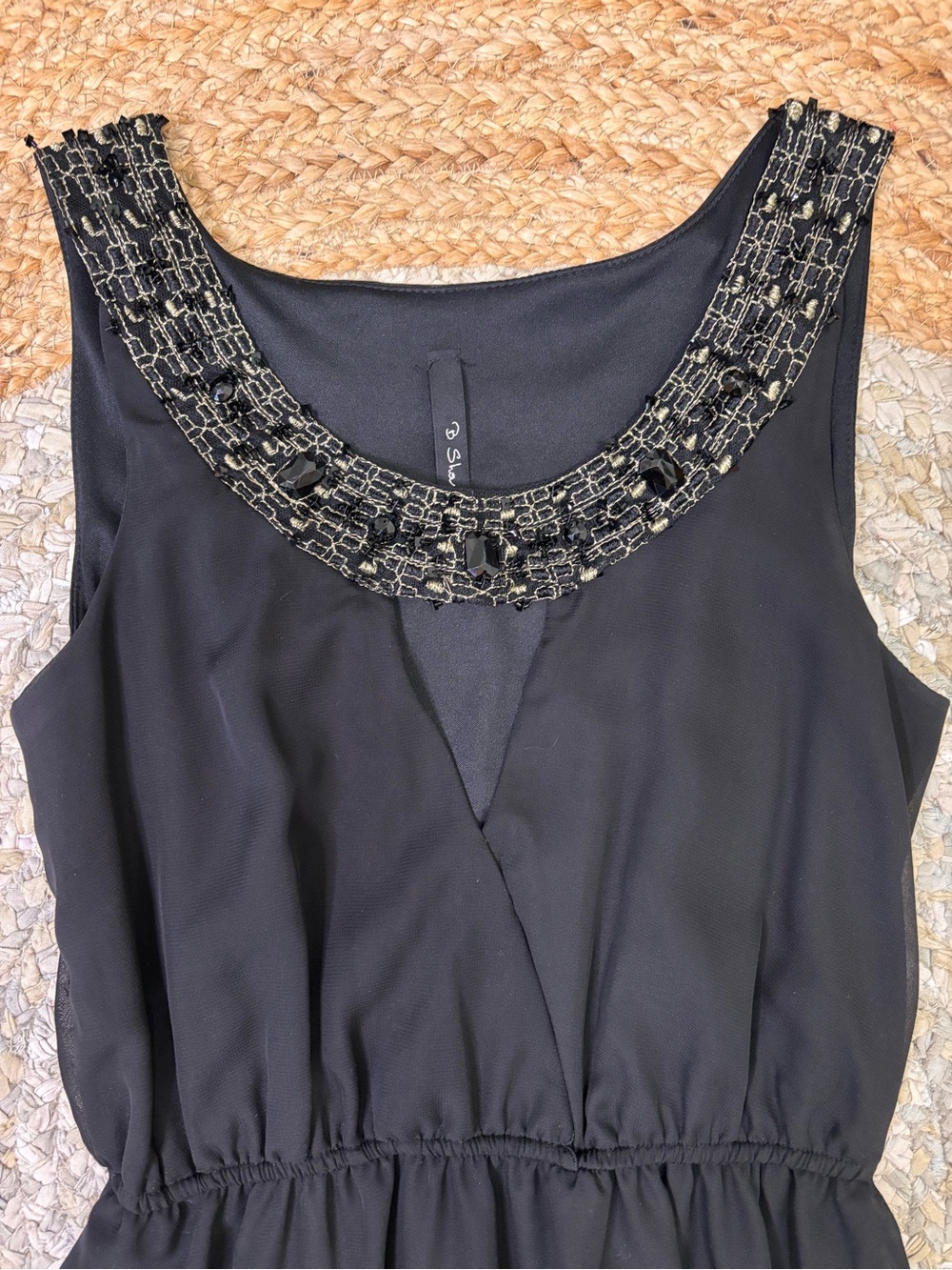 B Sharp Black Beaded Neckline Midi Dress - Picture 2 of 5